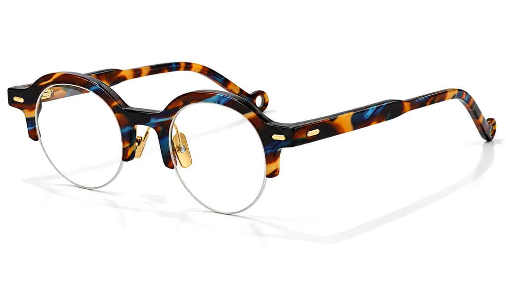 og striped acetate optical frame, three-quarter view