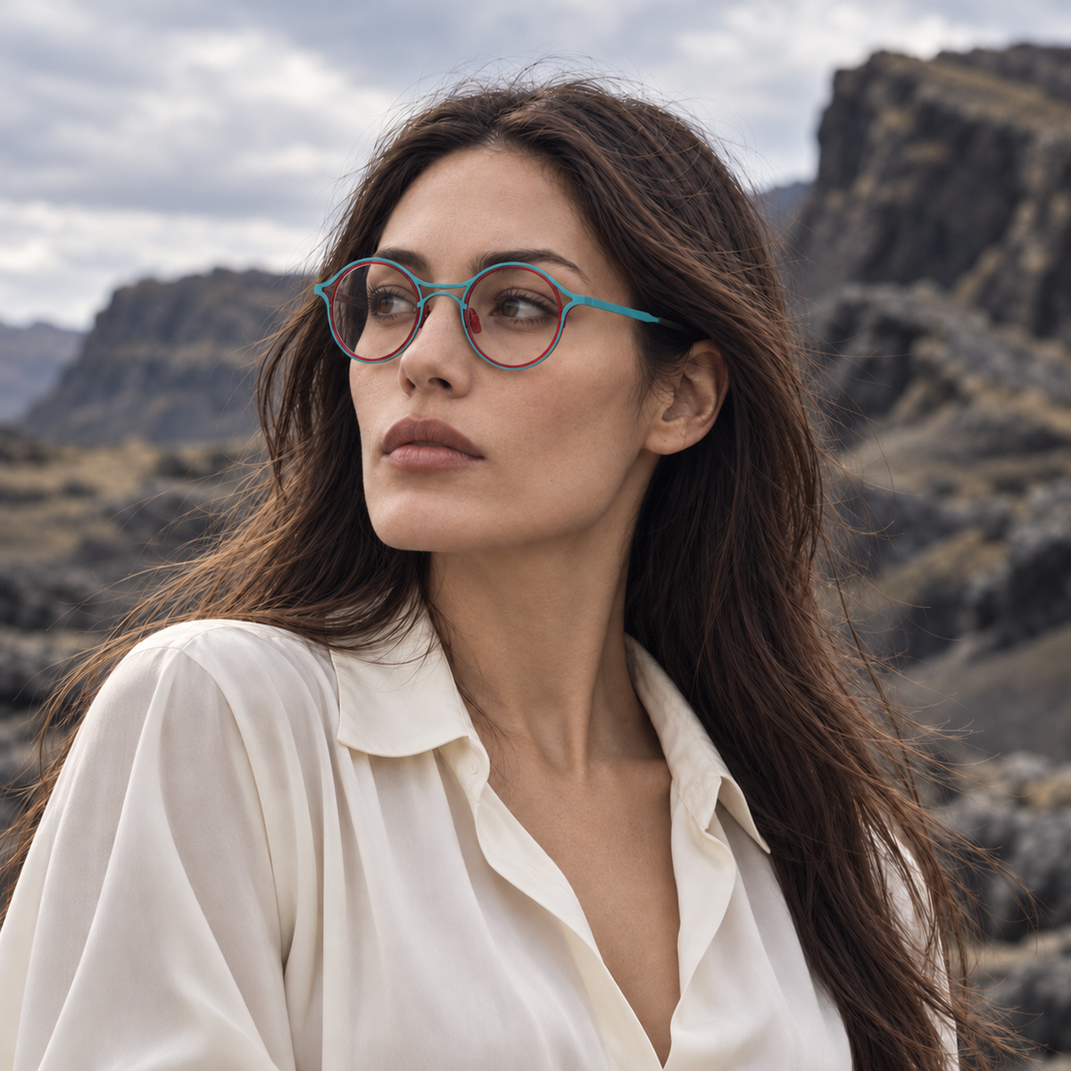 85766 optical frame worn by a female model