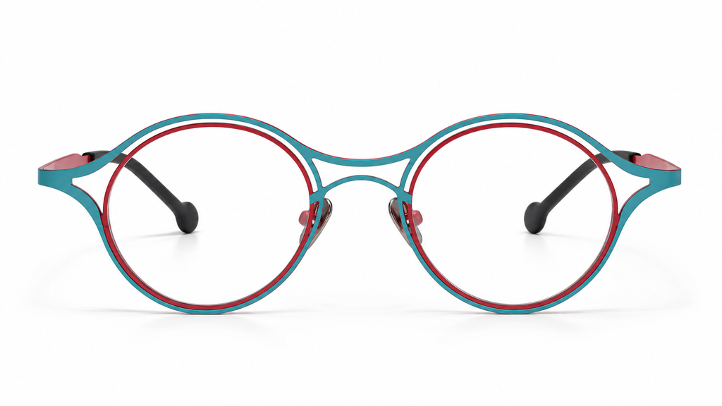 85766 titanium round optical frame, front view