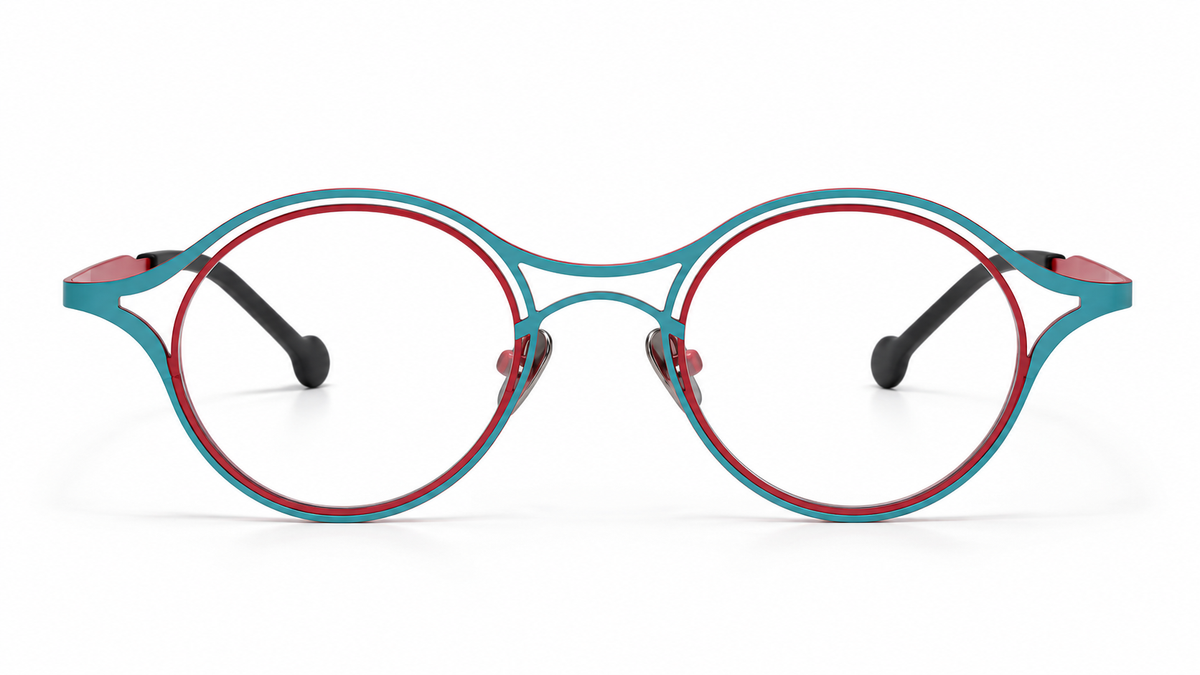 85766 titanium round optical frame, front view