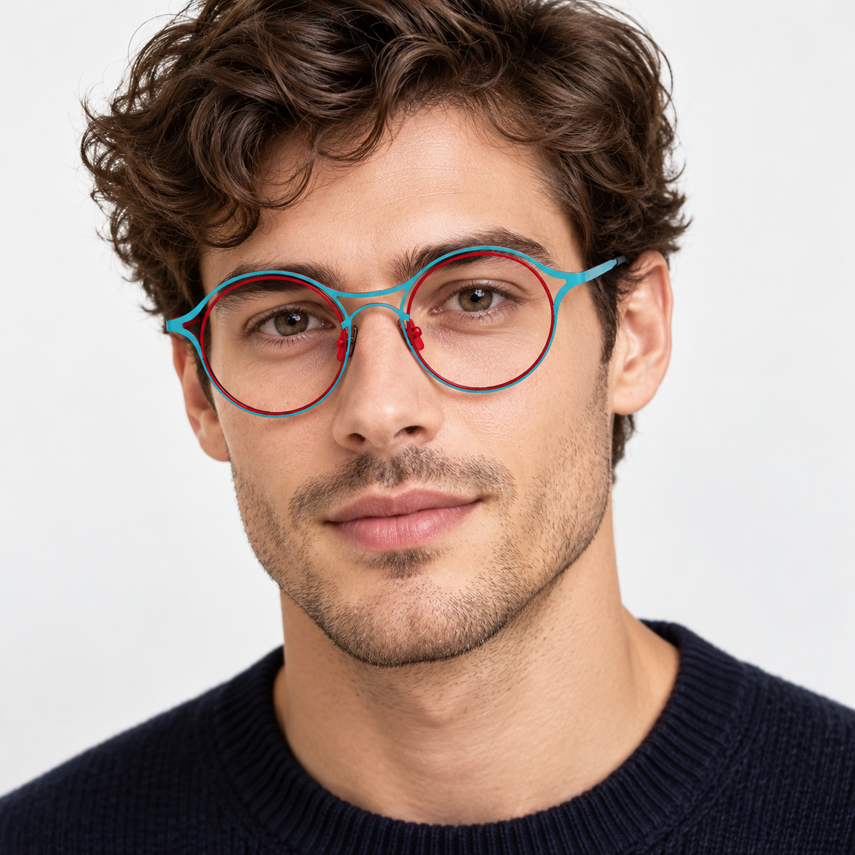 85766 optical frame worn by a male model