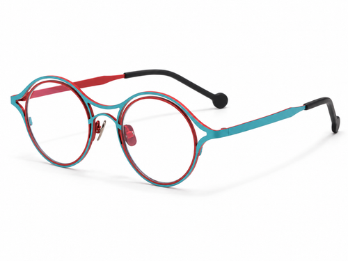 85766 titanium round optical frame, three-quarter view