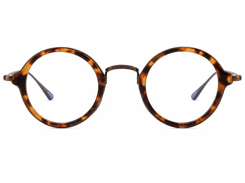SUNSHADOR km1110 tortoiseshell round pure titanium optical frame, front view
